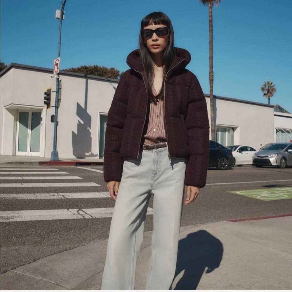 Women's Burgundy Puffer Jacket Anorak